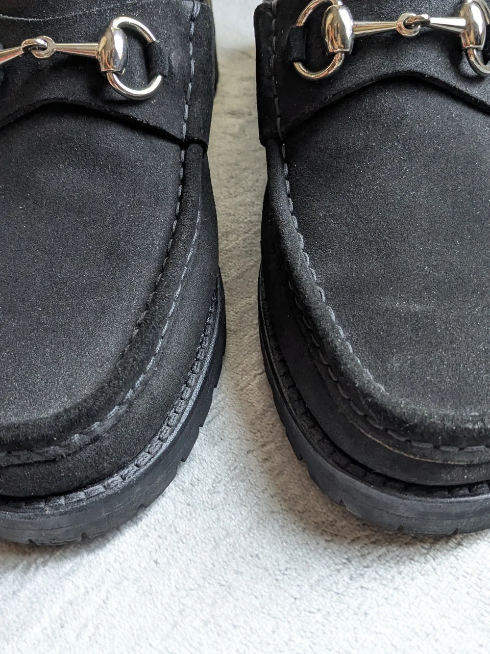 Gucci Men's Black Suede Horsebit Loafers 8 D Leather